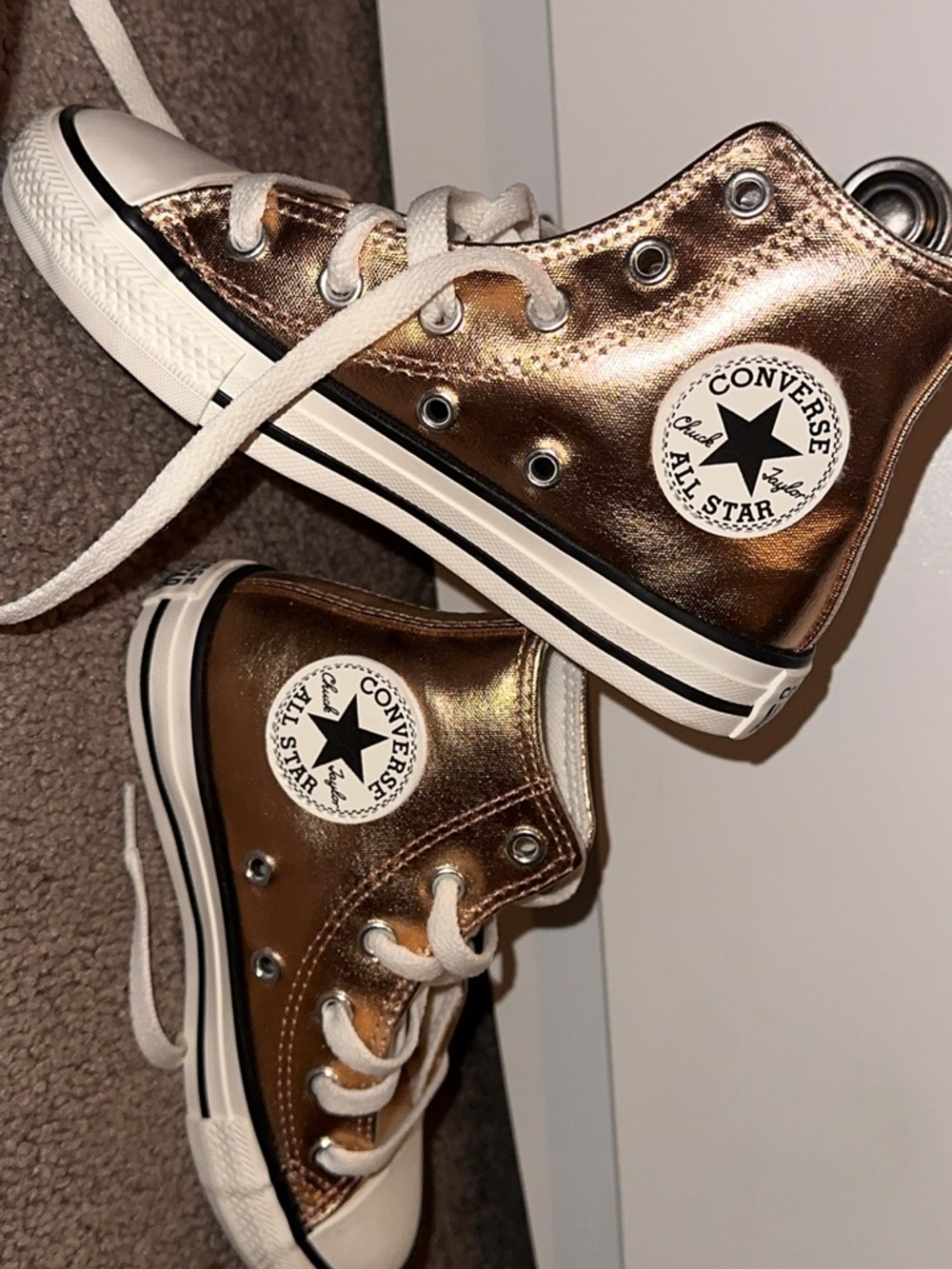 Converse Kids Metallic Bronze High-Top Sneakers